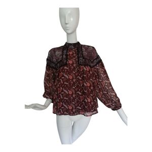 Zara Maroon Patterned Blouse